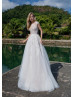 Cap Sleeves Ivory Lace Glitter Tulle Adorable Wedding Dress